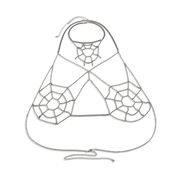 Jewelry Gothic Halloween Iron Body Chain With Geometric Pattern And Electroplating Treatment For Women