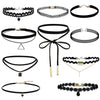 Jewelry Gothic Neck Chain Set Choker Collar Lace Clavicle Chain Mixed Material Geometric Flowers Water Wave Chain
