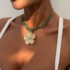Jewelry Gravel Iron Metal Electroplated Bohemian Flower Pendant Clavicle Chain
