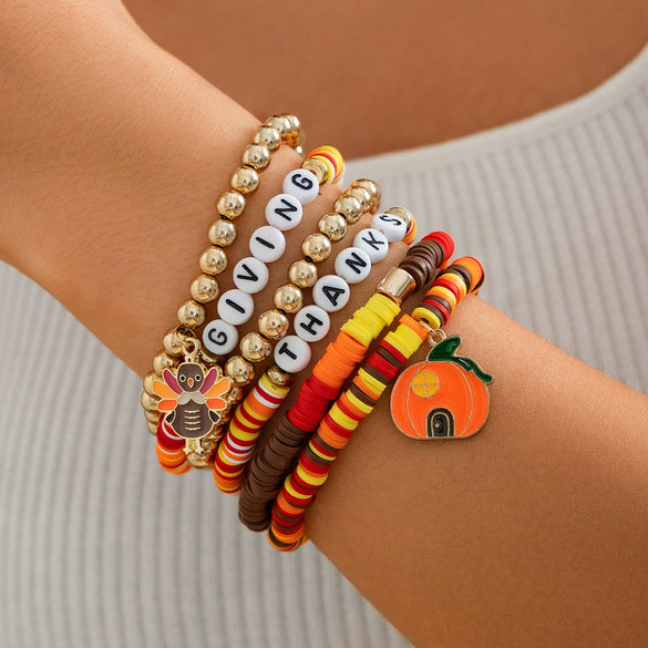 Jewelry Handmade Acrylic Polymer Clay Bracelet With Fruit Flower Leaves Animal Zodiac Pattern