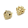 Jewelry Handmade Copper Inlaid Zirconium Leopard Head Round Hole Loose Beads Pendant Accessories Electroplated