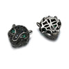 Jewelry Handmade Copper Inlaid Zirconium Leopard Head Round Hole Loose Beads Pendant Accessories Electroplated