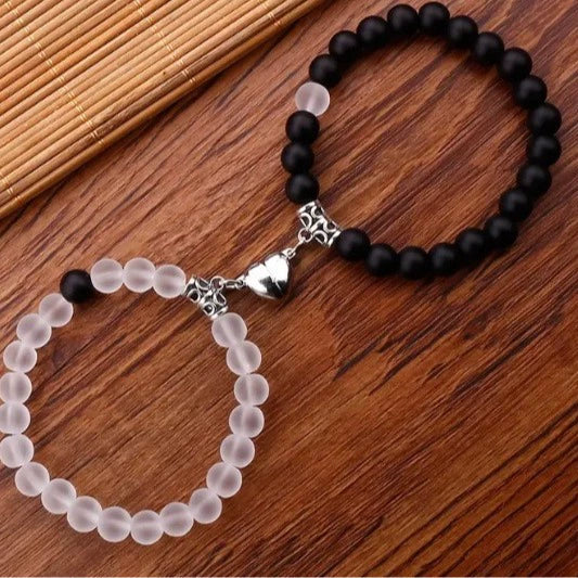 Jewelry Handmade Geometric Stone Magnet Buckle Heart Couple Bracelet