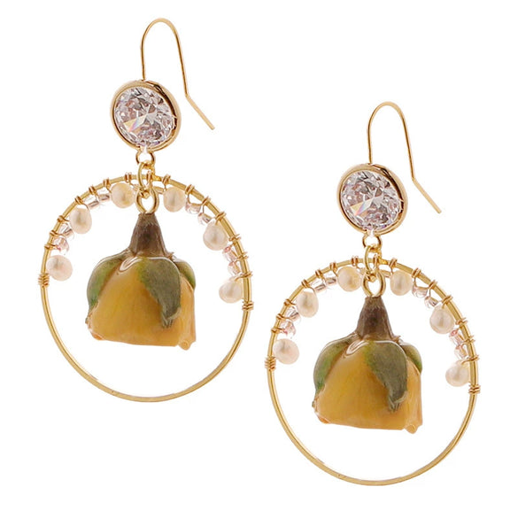 Jewelry Handmade Natural Pearl Flower Earrings Bohemian Style
