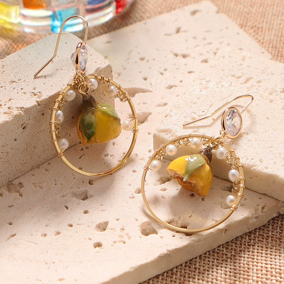 Jewelry Handmade Natural Pearl Flower Earrings Bohemian Style