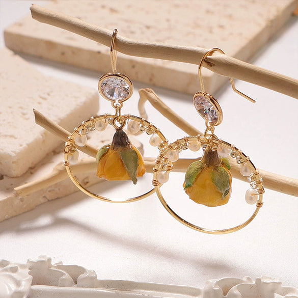 Jewelry Handmade Natural Pearl Flower Earrings Bohemian Style