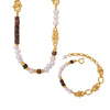 Jewelry Handmade Natural Tiger Eye Freshwater Pearl Retro Light Luxury Court Style 316L Stainless Steel Necklace Bracelet