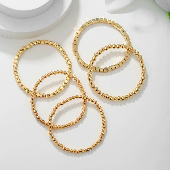 Jewelry Handmade Round And Square Bead Bracelet Geometric Style For Women
