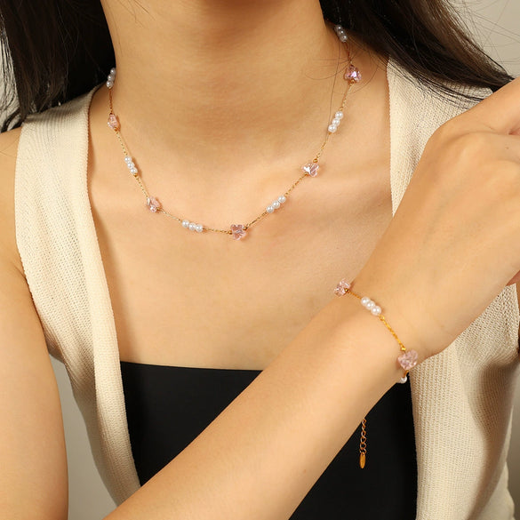 Jewelry Handmade 316L Stainless Steel Pearl Chain With Animals Pattern Electroplated For Women