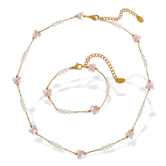 Jewelry Handmade 316L Stainless Steel Pearl Chain With Animals Pattern Electroplated For Women