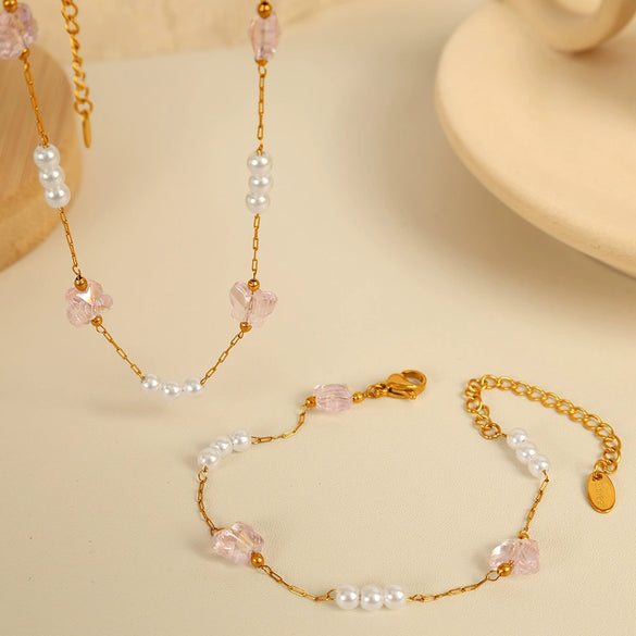 Jewelry Handmade 316L Stainless Steel Pearl Chain With Animals Pattern Electroplated For Women