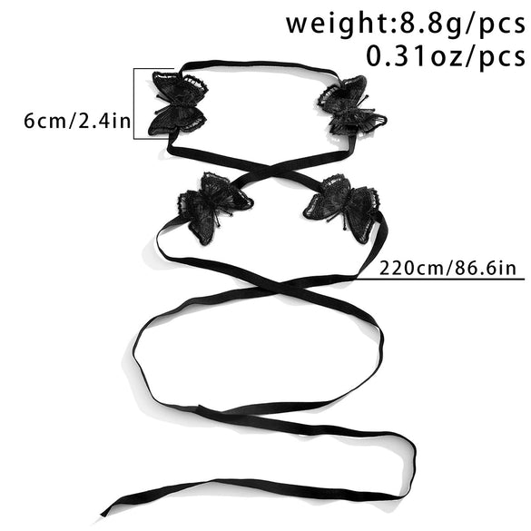 Jewelry Handmade Women's Lolita Elastic Bracelet With Black Butterfly And Flower Design
