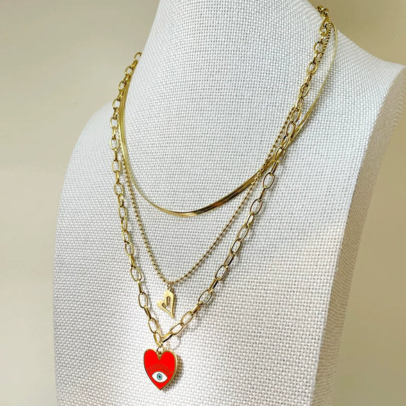 Jewelry Heart Pendant Necklace Stainless Steel Electroplating For Women
