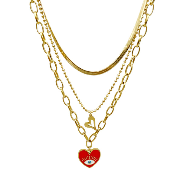 Jewelry Heart Pendant Necklace Stainless Steel Electroplating For Women