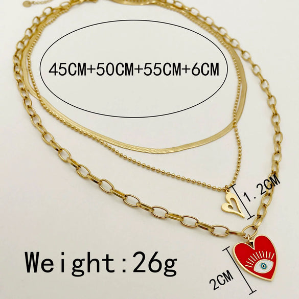 Jewelry Heart Pendant Necklace Stainless Steel Electroplating For Women