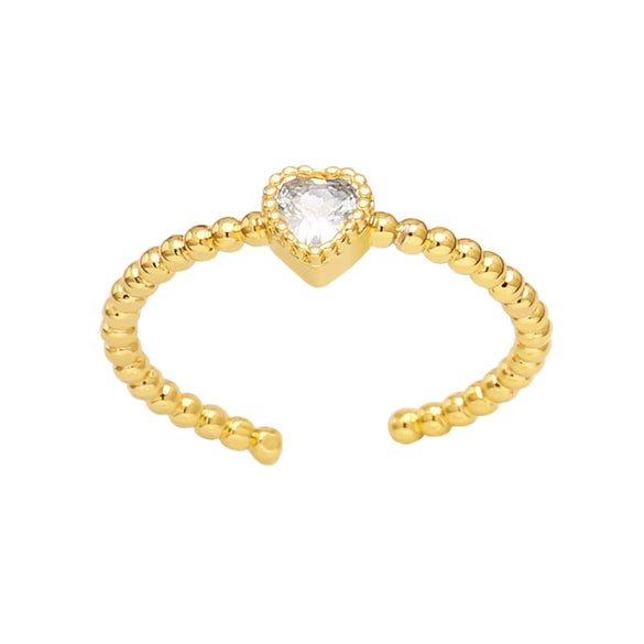 Jewelry Heart Ring Copper Zircon Retro Fashion Elegant