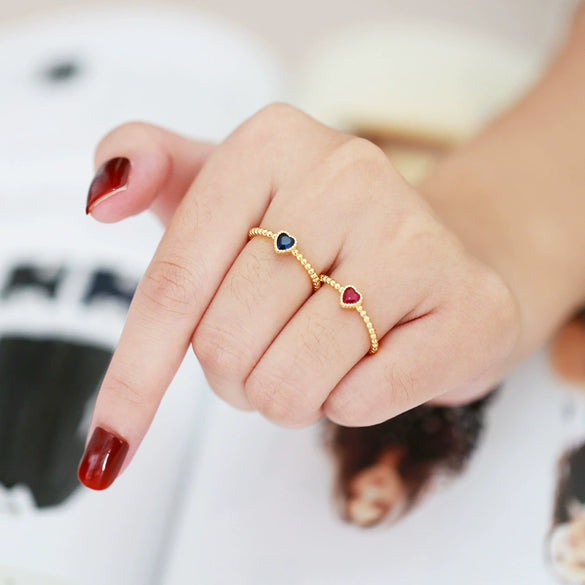 Jewelry Heart Ring Copper Zircon Retro Fashion Elegant
