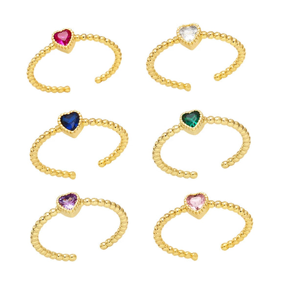 Jewelry Heart Ring Copper Zircon Retro Fashion Elegant