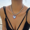 Jewelry Heart Shaped Clavicle Chain Flannel Ccb Iron Chain Electroplating For Women