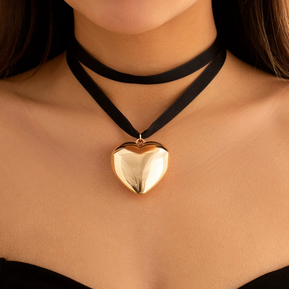 Jewelry Heart Shaped Clavicle Chain Flannel Ccb Iron Chain Electroplating For Women