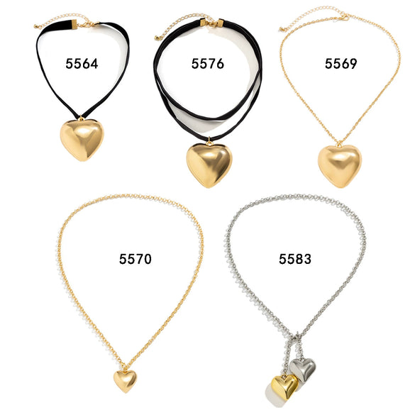 Jewelry Heart Shaped Clavicle Chain Flannel Ccb Iron Chain Electroplating For Women