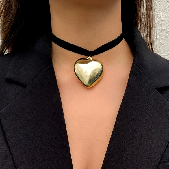 Jewelry Heart Shaped Clavicle Chain Flannel Ccb Iron Chain Electroplating For Women