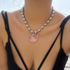 Jewelry Heart Shaped Clavicle Chain Flannel Ccb Iron Chain Electroplating For Women