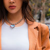 Jewelry Heart Shaped Clavicle Chain Flannel Ccb Iron Chain Electroplating For Women