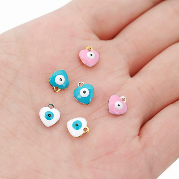 Jewelry Heartshaped Pendant Stainless Steel Blue Eyes Dripping Oil Accessories
