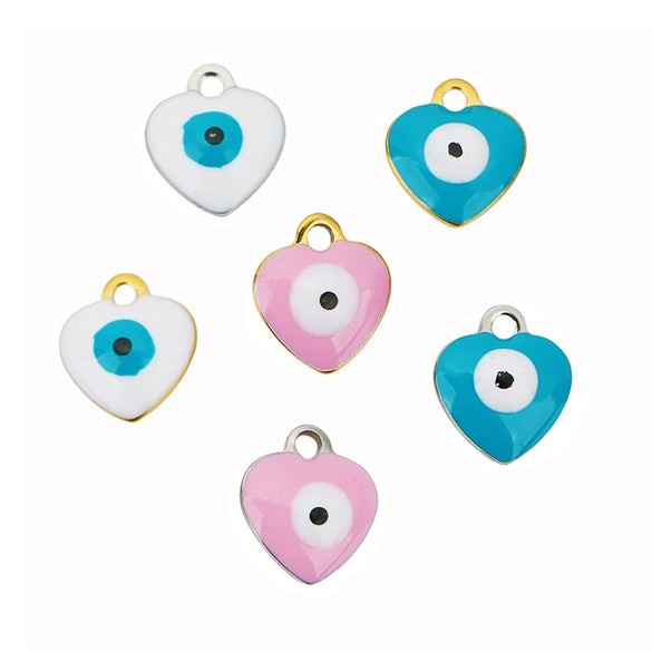 Jewelry Heartshaped Pendant Stainless Steel Blue Eyes Dripping Oil Accessories