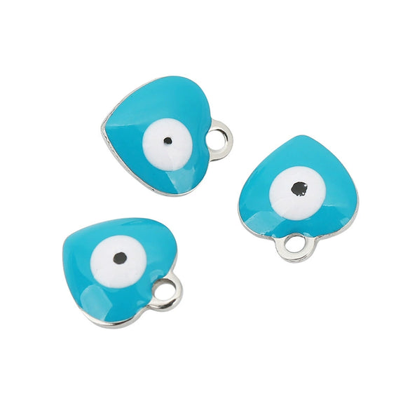 Jewelry Heartshaped Pendant Stainless Steel Blue Eyes Dripping Oil Accessories