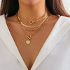 Jewelry Hip Hop Beaded Necklace Zinc Alloy Heart Geometric Electroplating For Women