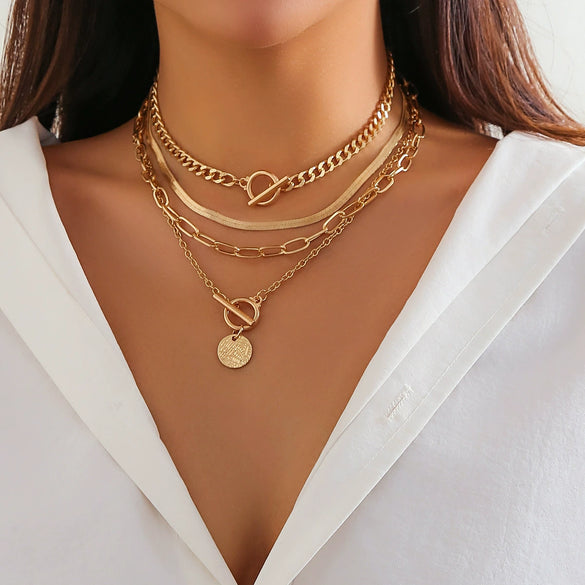 Jewelry Hip Hop Beaded Necklace Zinc Alloy Heart Geometric Electroplating For Women