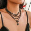 Jewelry Hip Hop Beaded Necklace Zinc Alloy Heart Geometric Electroplating For Women