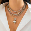 Jewelry Hip Hop Beaded Necklace Zinc Alloy Heart Geometric Electroplating For Women