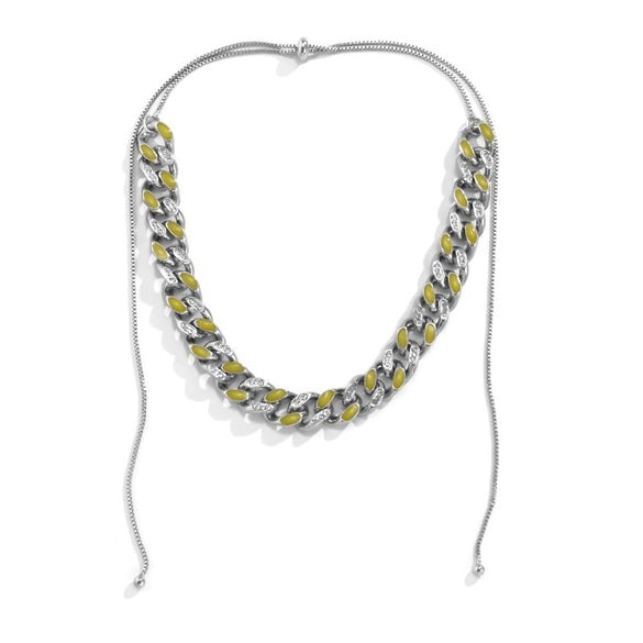 Jewelry Hip Hop Luminous Oil Dropping Cuban Chain Necklace With Butterfly Pendant Alloy Rhinestone Electroplating Geometric Style