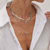 Jewelry Hip Hop Multilayer Cross Pendant Clavicle Chain Alloy Iron Copper Electroplating Geometric Style