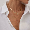 Jewelry Hip Hop Multilayer Cross Pendant Clavicle Chain Alloy Iron Copper Electroplating Geometric Style