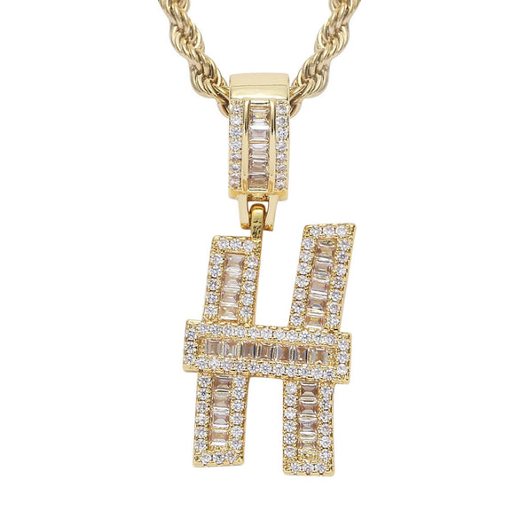 Jewelry Hip Hop Pendant Copper Micropaved Zircon Letters Numbers Text Necklace