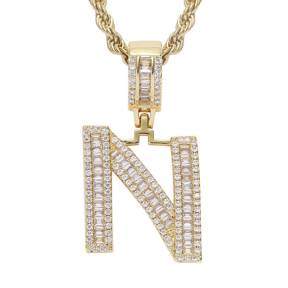 Jewelry Hip Hop Pendant Copper Micropaved Zircon Letters Numbers Text Necklace