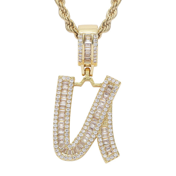 Jewelry Hip Hop Pendant Copper Micropaved Zircon Letters Numbers Text Necklace