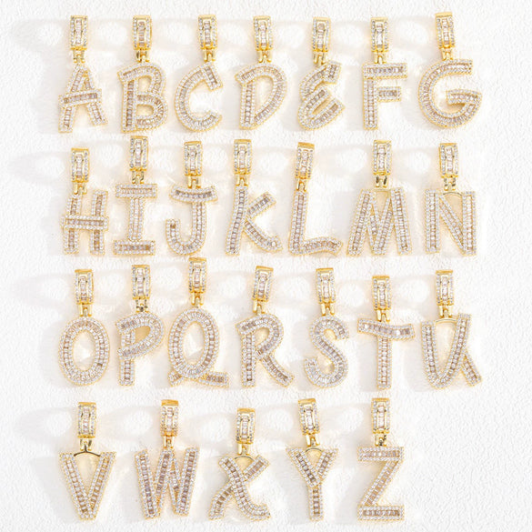 Jewelry Hip Hop Pendant Copper Micropaved Zircon Letters Numbers Text Necklace