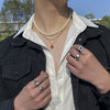 Jewelry Hip Hop Retro Geometric Multi Layer Pearl Alloy Necklace With Dice Pendant And Electroplating For Men
