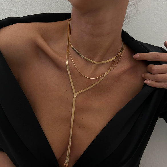 Jewelry Hip Hop Snake Bone Chain Geometric Pattern Copper Electroplating Necklace