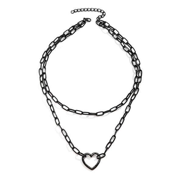 Jewelry Hip Hop Style Alloy Heart Shaped Cross Chain Necklace For Women With Electroplating Treatment