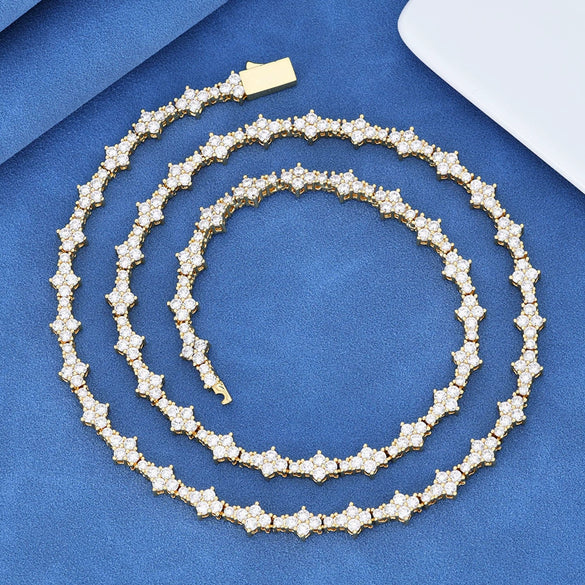 Jewelry Hip Hop Style Copper Tennis Chain Zirconia Geometric Pendant Necklace Unisex