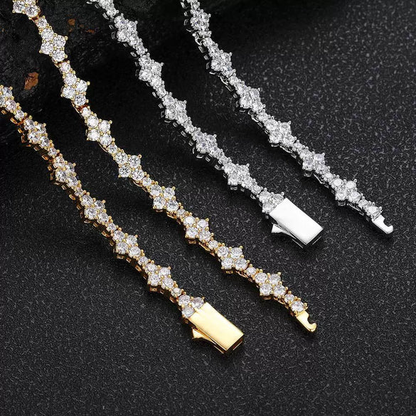 Jewelry Hip Hop Style Copper Tennis Chain Zirconia Geometric Pendant Necklace Unisex