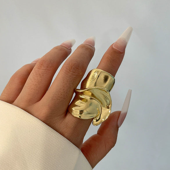 Jewelry Hip Hop Style Geometric Alloy Electroplated Irregular Twisted Ring