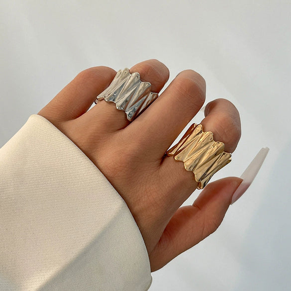 Jewelry Hip Hop Style Geometric Alloy Electroplated Irregular Twisted Ring