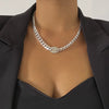 Jewelry Hip Hop Vintage Rhinestone Geometric Aluminum Alloy Chain Necklace